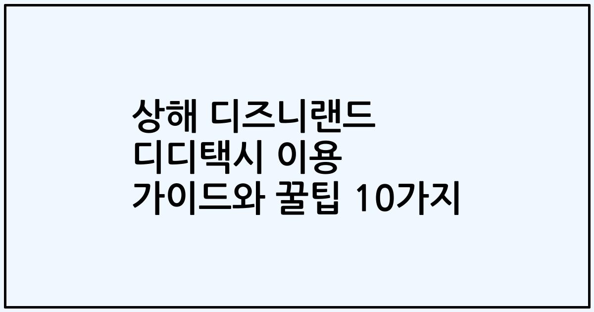 상해 디즈니랜드 디디택시 이용 가이드와 꿀팁 10가지