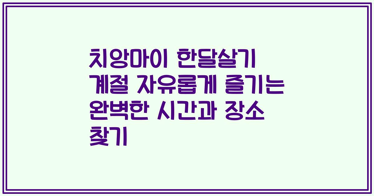 치앙마이 한달살기 계절 자유롭게 즐기는 완벽한 시간과 장소 찾기